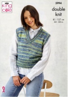 Knitting Pattern - King Cole 5994 - Homespun Prism DK - Ladies Round and V Neck Tanks